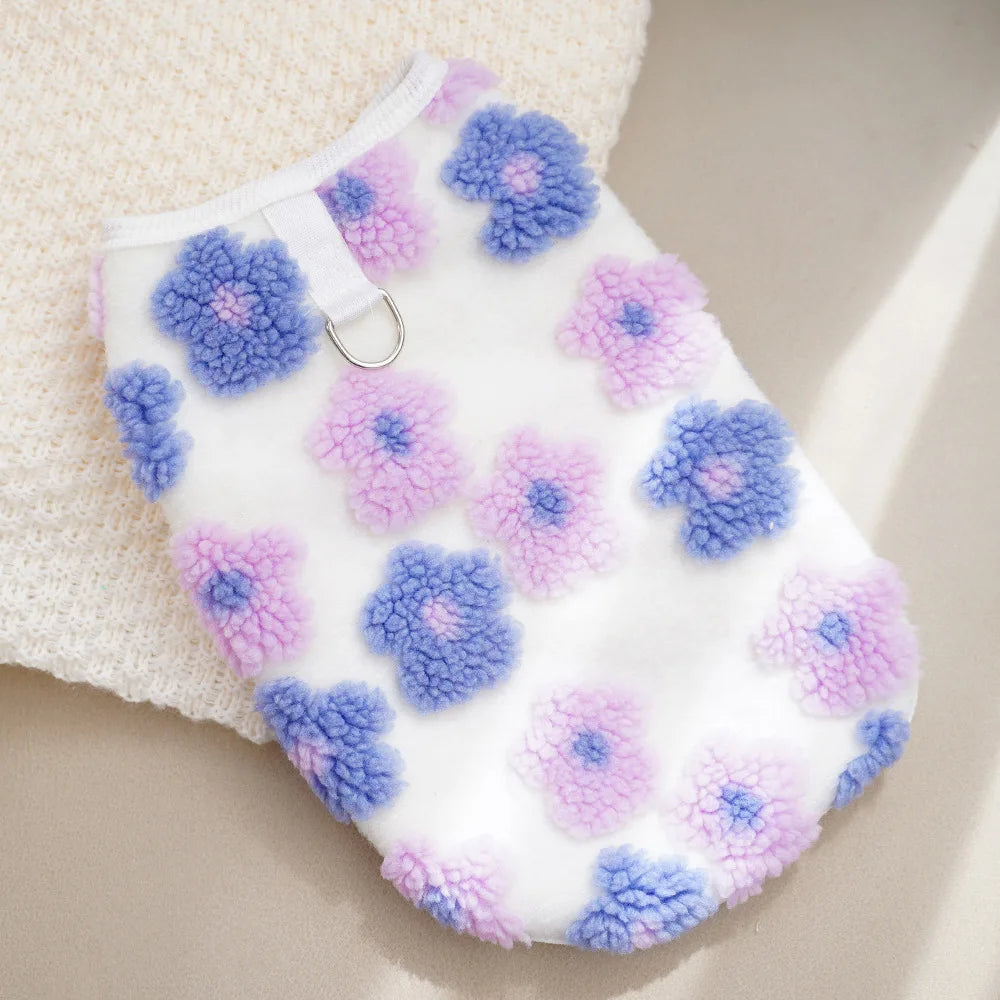 Fleece Vest Thicken Warm Dog Winter Jacket Coat Floral Print Dog Clothes for Small Dogs Puppy York Chiwawa Clothing Pet Apparel