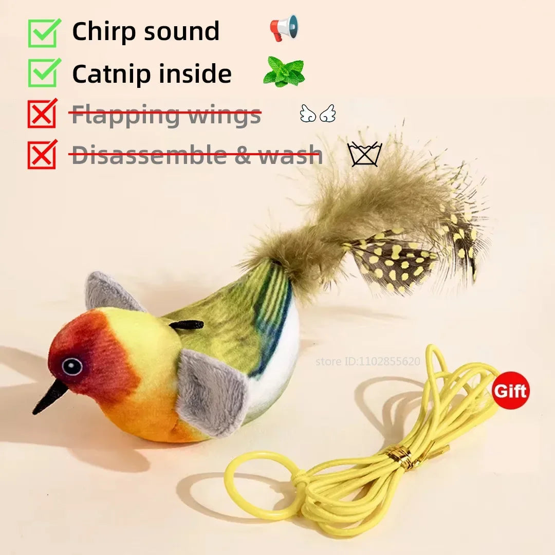 Simulated Bird Cat Toy Interactive Toys Dog Rechargeable Chirping Flapping Bird(no Flying) Catnip Touch Activated Plush Toy Pet