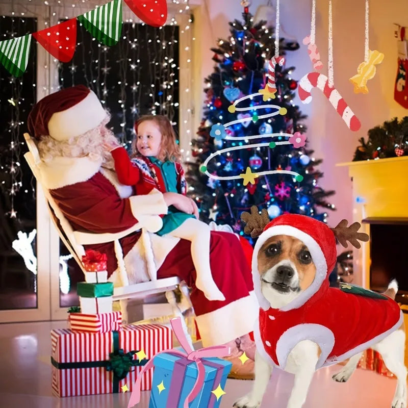 Pet Coat Apparel Outfit Christmas Winter Clothes Dog Cat Hoodie Costume for Small Dogs Puppy Chihuahua Yorkshire