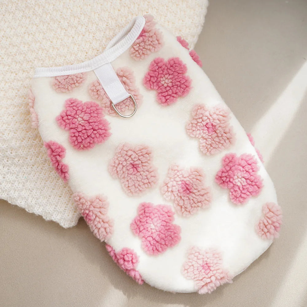 Fleece Vest Thicken Warm Dog Winter Jacket Coat Floral Print Dog Clothes for Small Dogs Puppy York Chiwawa Clothing Pet Apparel