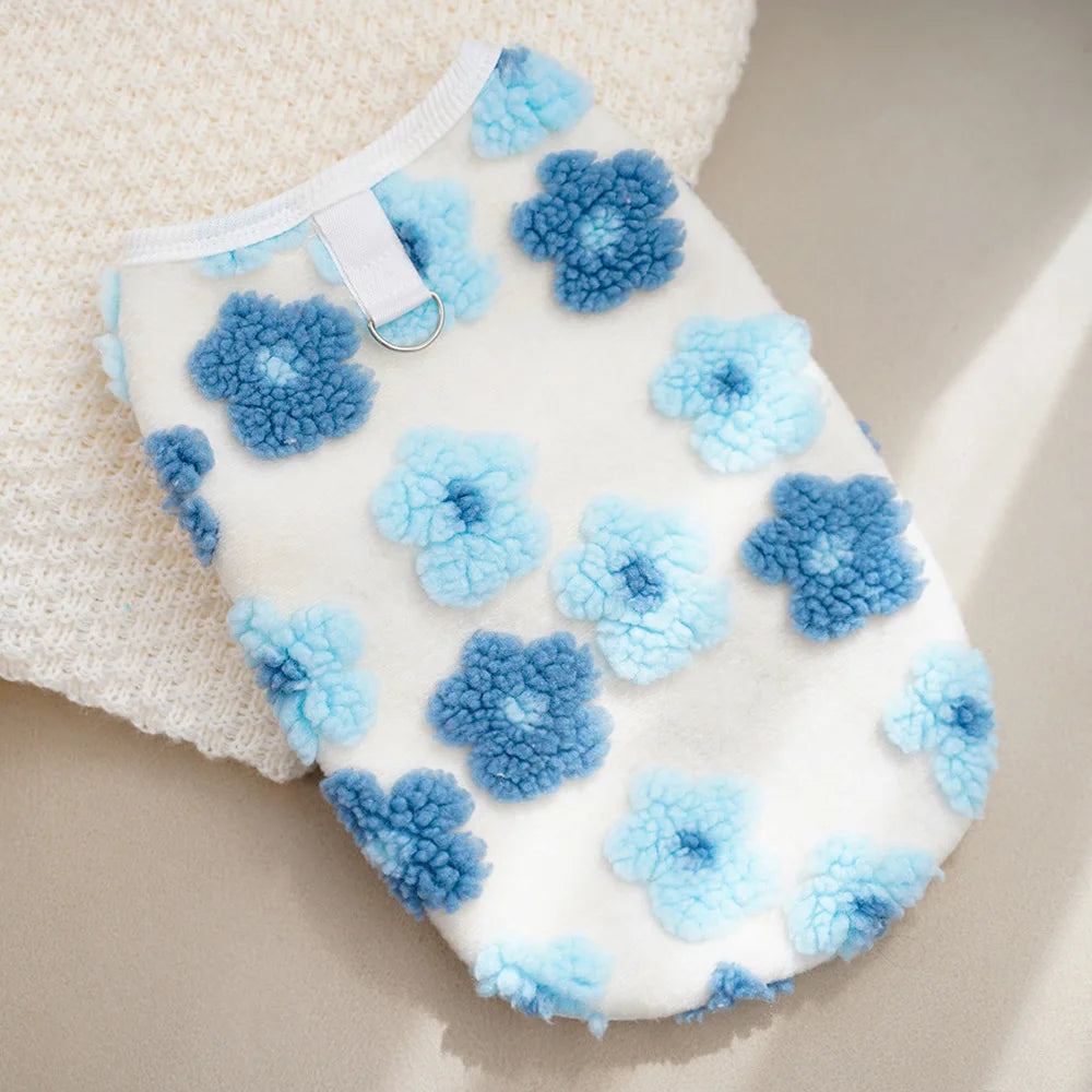 Fleece Vest Thicken Warm Dog Winter Jacket Coat Floral Print Dog Clothes for Small Dogs Puppy York Chiwawa Clothing Pet Apparel