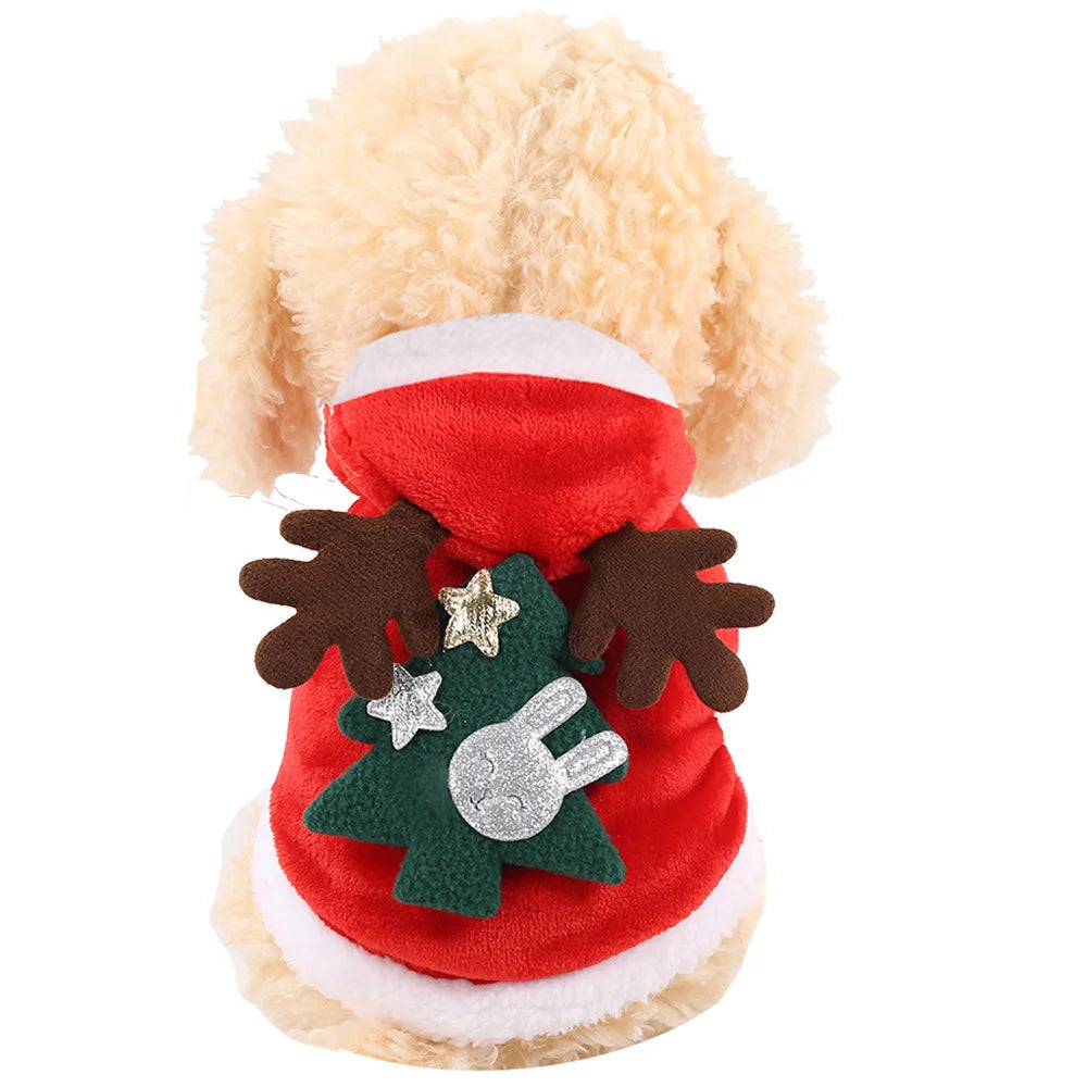 Pet Coat Apparel Outfit Christmas Winter Clothes Dog Cat Hoodie Costume for Small Dogs Puppy Chihuahua Yorkshire