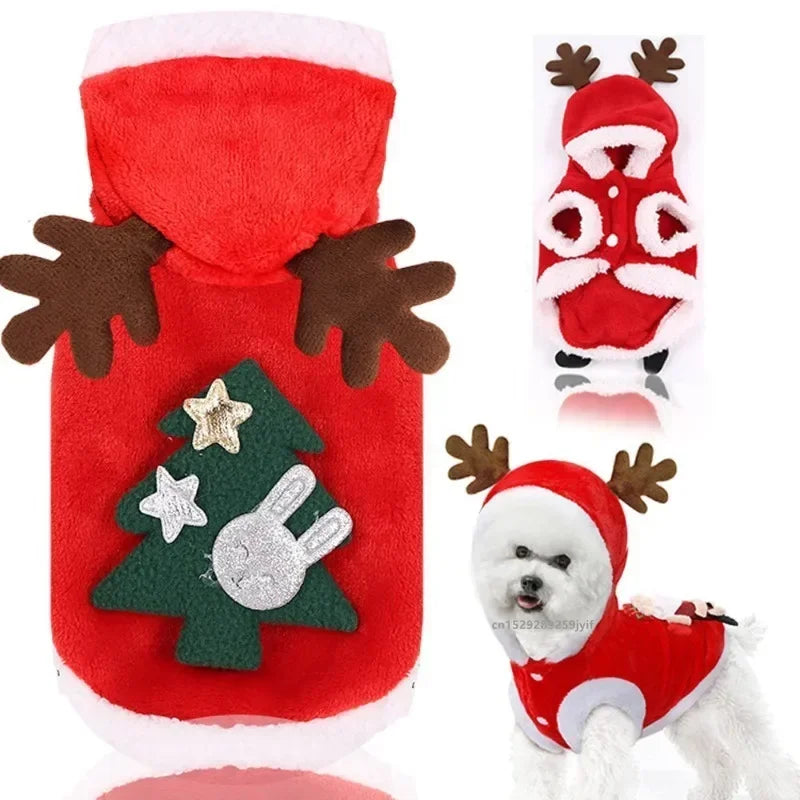 Pet Coat Apparel Outfit Christmas Winter Clothes Dog Cat Hoodie Costume for Small Dogs Puppy Chihuahua Yorkshire